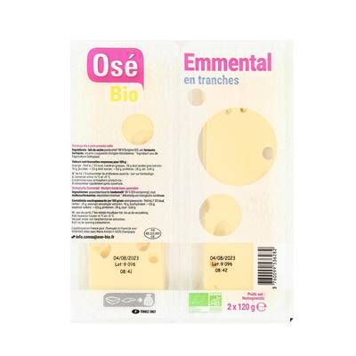 Osé Bio Emmental tranches bio, 2x120g