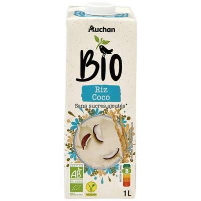 Auchan BIO Riz coco Bio sans sucres ajoutés Boisson végétale, 1L