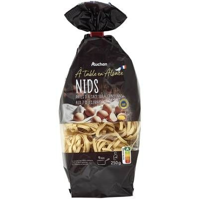 Auchan Terroir Pâtes Nids d'Alsace aux oeufs frais blé français IGP, 250g