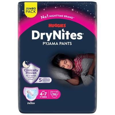 Huggies Culottes de nuit Fille 17 - 30 kg 4 - 7 ans, 16 culottes