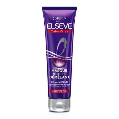 Elsève Masque violet déjaunisseur pour cheveux méchés, blonds ou blancs, 150ml