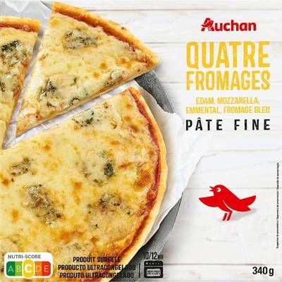 Auchan Pizza pâte fine 4 fromages, 340g