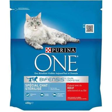 Purina - One Croquettes Boeuf pour chat adulte stérilisé, 450g