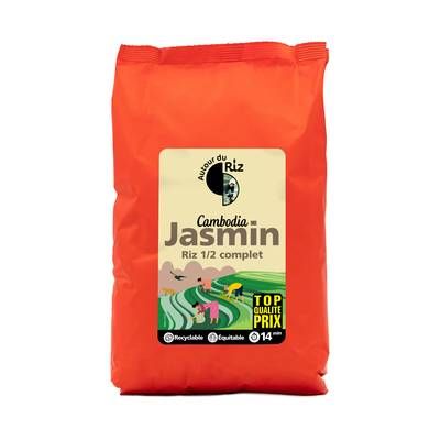 Autour Du Riz Riz Jasmin bio demi-complet, 2KG