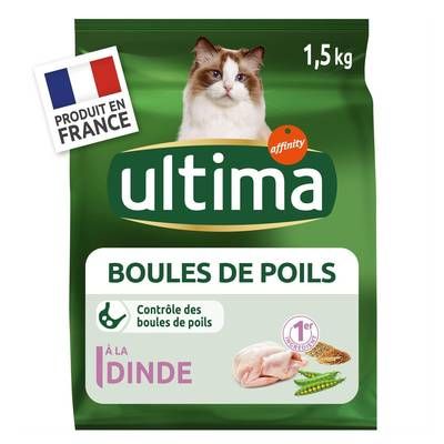 Affinity - Ultima Croquettes Dinde Contrôle boules de poils pour chat adulte, 1.5kg