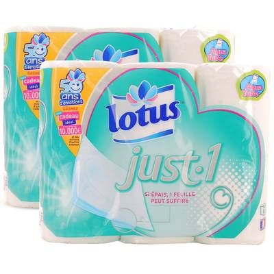 Lotus Papier toilette Just1 5 épaisseurs, Lot de 2x6 rouleaux