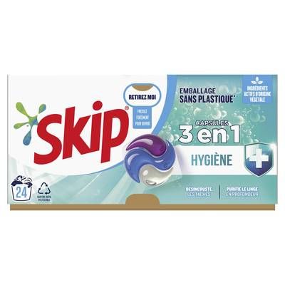 Skip Lessive Capsule 3 en1 Hygiène, 24 capsules