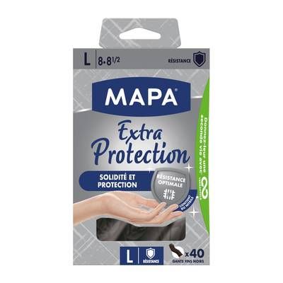 Mapa Gants fins noirs extra protection taille L, 40 pièces