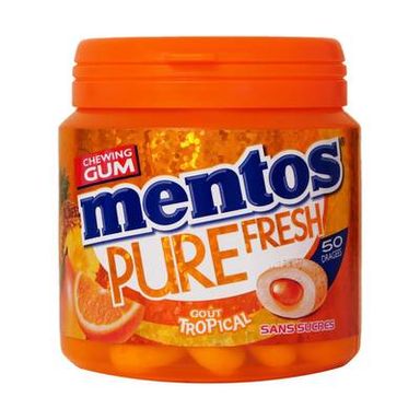 Mentos Chewing-gum tropical pure fresh sans sucres, 100g