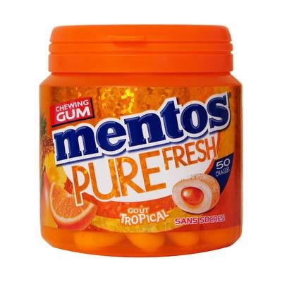 Mentos Chewing-gum tropical pure fresh sans sucres, 100g