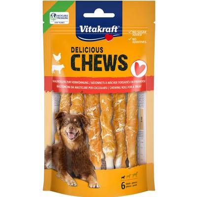Vitakraft Deli Chew Bâtonnets à mastiquer Poulet taille S - Friandise Récompense pour petit chien x6, 70g
