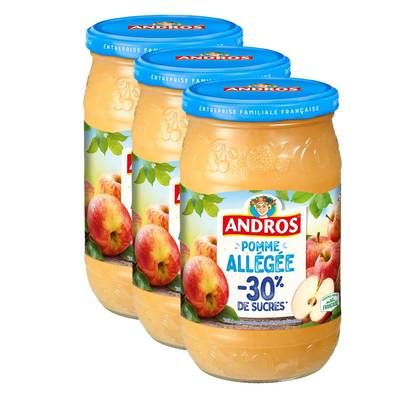 Andros Compote de Pomme Allégée, Lot de 3x730g