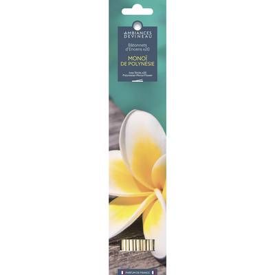Ambiances Devineau Bâtonnets d'encens Monoï de Polynésie, 20 bâtonnets