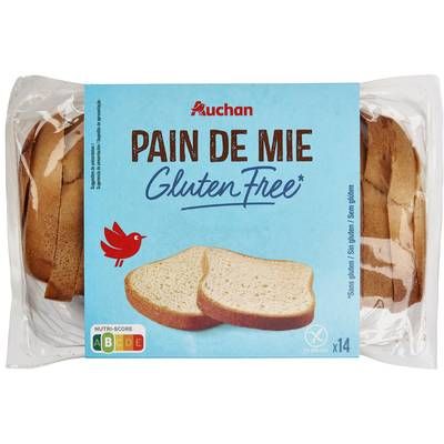 Auchan Pain de mie tranché sans gluten - 14 tranches, 400g