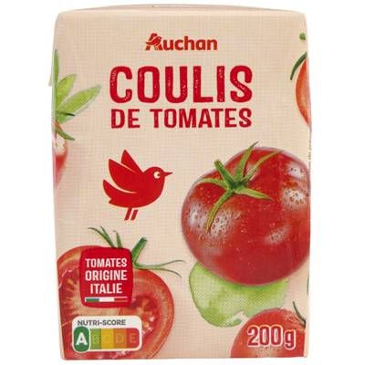 Auchan Coulis de tomates nature en brique, 200g