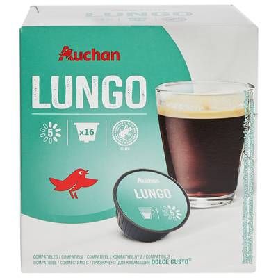 Auchan Capsules de café lungo, 16 capsules