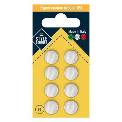 Style couture Boutons queue nacre Blanc 11mm, 8 pièces