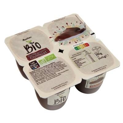 Auchan BIO Crème dessert au chocolat bio, 4x95g