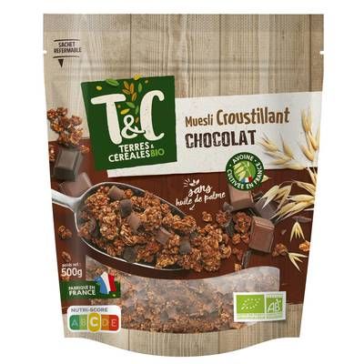 Terres et Céréales Bio Muesli Croustillant Chocolat Bio, 500g