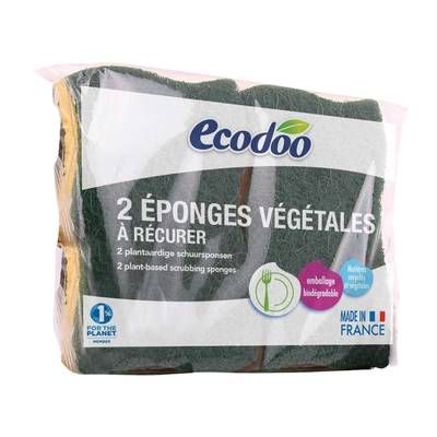 Ecodoo Éponges végétales à récurer, 2 éponges