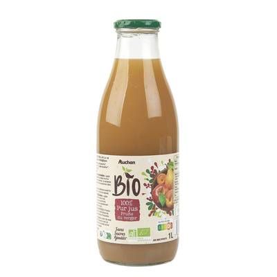 Auchan BIO Pur jus de fruits du verger bio sans sucres ajoutés, 1L