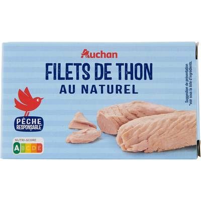 Auchan Filets de thon au naturel, 81g