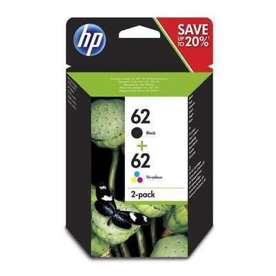 Hewlett packard Cartouches d'encre multipack noire et couleurs 62, 2  cartouches