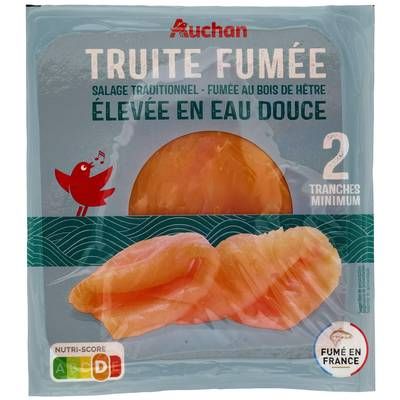 Auchan Truite d'eau Douce Fumée au Bois de Hêtre, 2 tranches - 50g