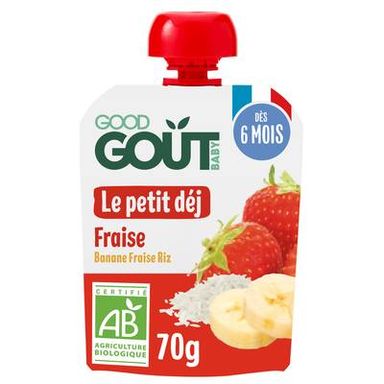 Good Goût Petit Déj Fraise Bio Gourde Bébé Dès 6 mois, 70g