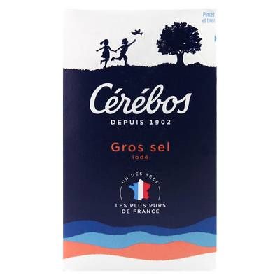 Cérébos Gros Sel Iodé en étui, 1kg