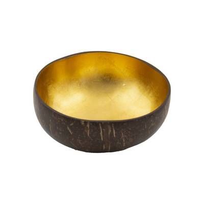 Point virgule Bol en noix de coco or métallique, 13 cm