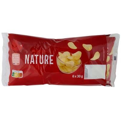 Auchan Chips nature fines et croustillantes en sachets individuels, 6x30g