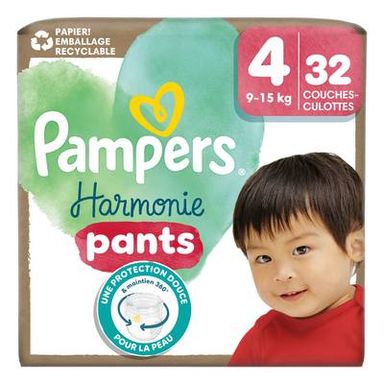 Pampers Harmonie Pants Couches Culottes Bébés Harmonie Pants T4 9-15kg, 32 couches culottes