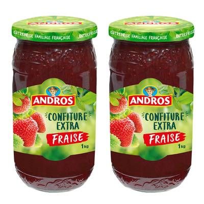 Andros Confiture extra à la fraise, Lot de 2x1Kg