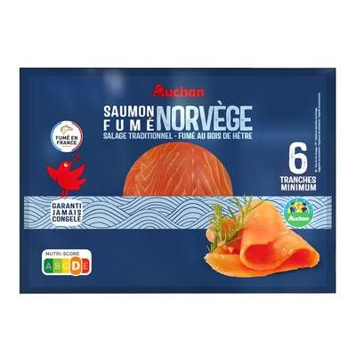 Auchan Saumon Fumé de Norvège, 6 tranches - 195g
