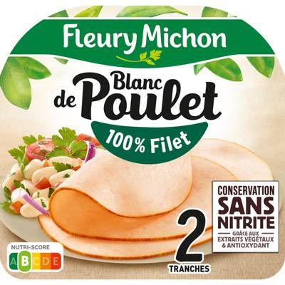 Fleury Michon Blanc de Poulet Conservation Sans Nitrites, 2 tranches - 65g