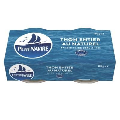 Petit Navire Thon Entier au Naturel Albacore, 2x56g
