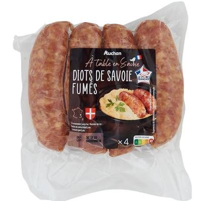 Auchan Terroir Diots de Savoie Fumés, 4 saucisses - 360g