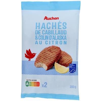 Auchan Hâché de Cabillaud MSC, 2 pièces - 200g