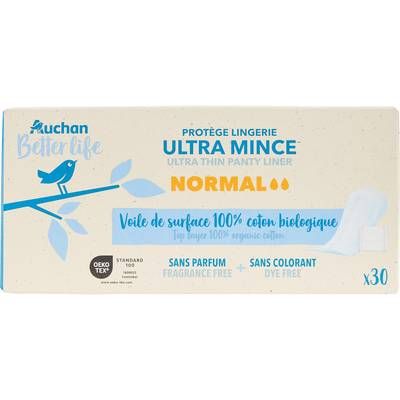 Auchan Better Life Protège lingerie ultra mince normal, 30 Protège lingerie