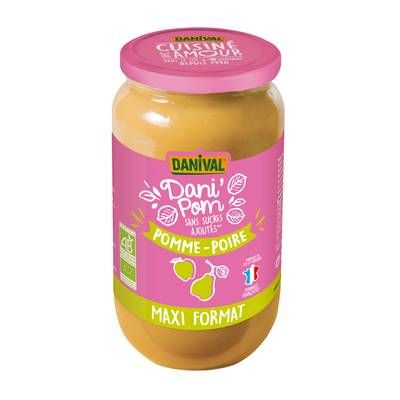 Danival Dani'Pom Pomme poire bio, sans sucres ajoutés, Maxi format, 1,05Kg