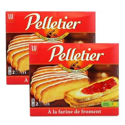 Pelletier Pain grillé grandes tranches froment, Lot de 2x455g