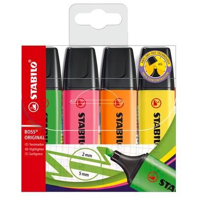 Stabilo Surligneurs couleurs assorties, 4 surligneurs