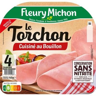 Fleury Michon Jambon Le Torchon Conservation Sans Nitrite, 4 tranches - 140g