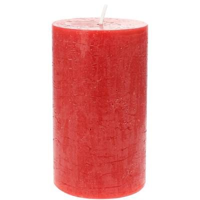 Ambiances Devineau Bougie cylindrique rustique coloré rouge or 70H120, 1 bougie