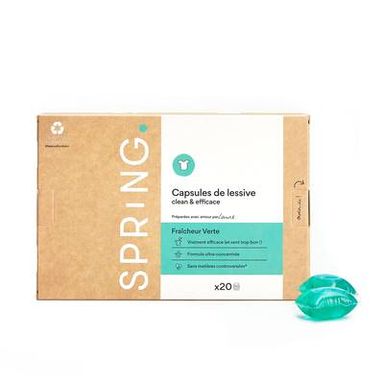 Spring Lessive capsule Fraîcheur verte, 20 capsules
