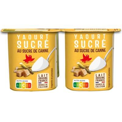 Auchan Yaourt nature au sucre de canne, 4x125g