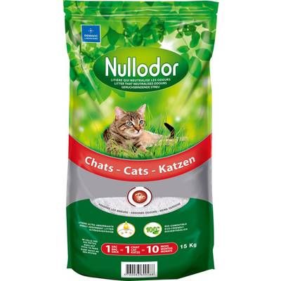 Nullodor Litière Silice pour chat 15kg, 30L