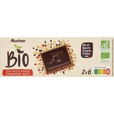 Auchan BIO Biscuits petit beurre avec tablette de chocolat noir bio, 150g