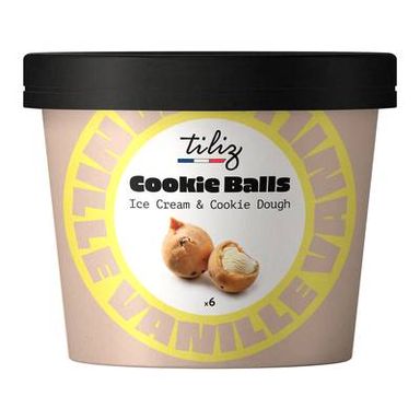 Tiliz Glace vanille enrobée de pâte à cookie, 108g